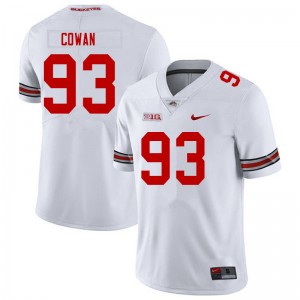 Men Jacolbe Cowan White OSU Football #93 Jersey 154542-137