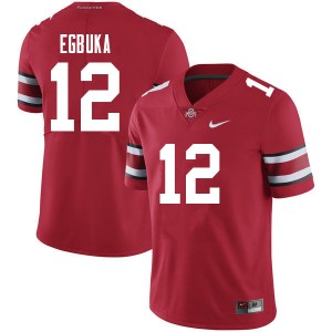 Men Emeka Egbuka Red Ohio State Football #12 Jersey 627215-973