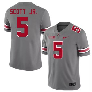Men Aaron Scott Jr. Grey OSU Buckeyes Football #5 Jersey 369506-624