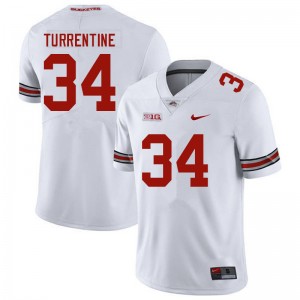 Men Andre Turrentine White OSU Buckeyes Football #34 Jersey 640019-962