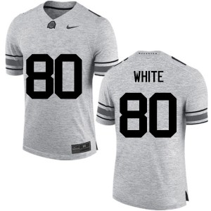 Men Brendon White Gray OSU Buckeyes Football #80 Jersey 613534-868