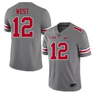 Men Bryce West Grey Ohio State Football #12 Jersey 973997-398