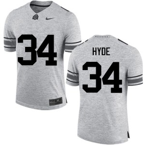 Men Carlos Hyde Gray OSU Buckeyes Football #34 Jersey 267561-970