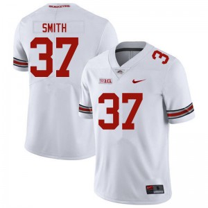 Men Garrison Smith White Ohio State Football #37 Jersey 835924-270