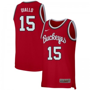 Men Ibrahima Diallo Retro Scarlet Ohio State Basketball #15 Jersey 422983-581