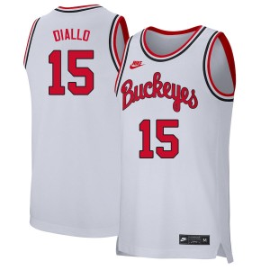 Men Ibrahima Diallo Retro White Ohio State Basketball #15 Jersey 140147-796