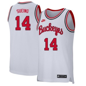 Men Justice Sueing Retro White Ohio State Buckeyes Basketball #14 Jersey 240587-317