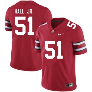 Men Michael Hall Jr. Red OSU Buckeyes Football #51 Jersey 981060-939