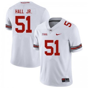 Men Michael Hall Jr. White Ohio State Buckeyes Football #51 Jersey 768131-639
