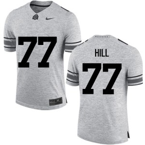 Men Michael Hill Gray Ohio State Football #77 Jersey 967130-764