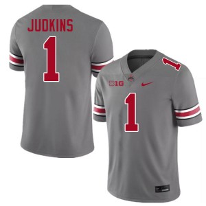 Men Quinshon Judkins Grey Ohio State Buckeyes Football #1 Jersey 522390-300
