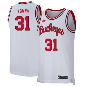 Men Seth Towns Retro White OSU Buckeyes Basketball #31 Jersey 607327-575