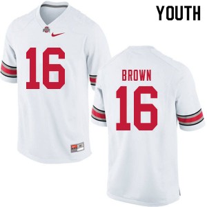 Youth Cameron Brown White OSU Buckeyes Football #16 Jersey 786396-547