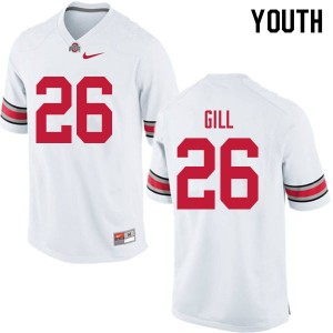 Youth Jaelen Gill White Ohio State Football #26 Jersey 877979-765