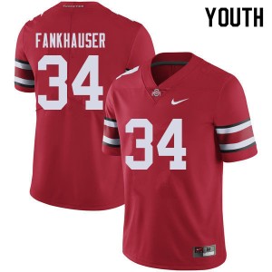 Youth Owen Fankhauser Red Ohio State Football #34 Jersey 449236-379