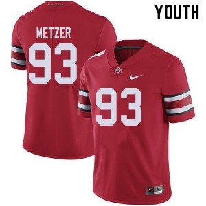 Youth Jake Metzer Red OSU Buckeyes Football #93 Jersey 660201-298