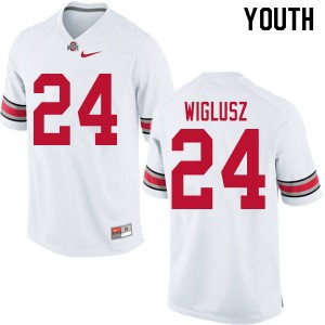 Youth Sam Wiglusz White Ohio State Football #24 Jersey 588807-726