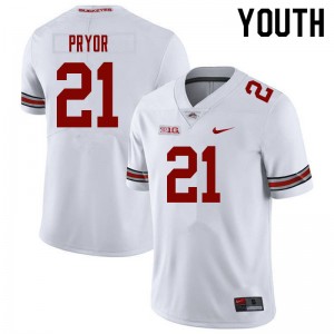 Youth Evan Pryor White Ohio State Football #21 Jersey 719105-557