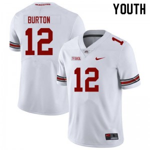Youth Caleb Burton White Ohio State Buckeyes Football #12 Jersey 369436-767
