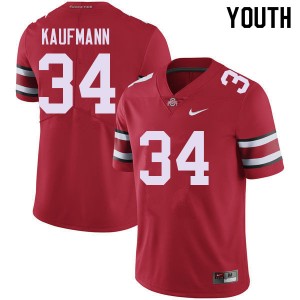 Youth Colin Kaufmann Red OSU Football #34 Jersey 612317-570