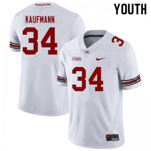 Youth Colin Kaufmann White Ohio State Football #34 Jersey 548226-693