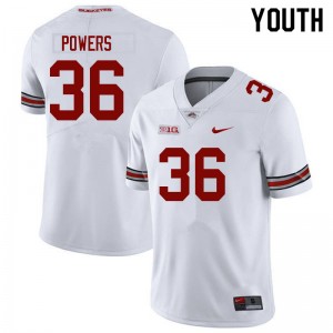 Youth Gabe Powers White Ohio State Football #36 Jersey 725354-716