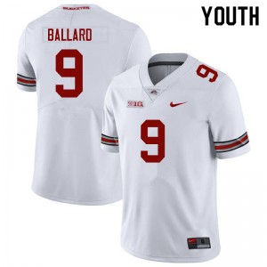 Youth Jayden Ballard White Ohio State Football #9 Jersey 943091-250