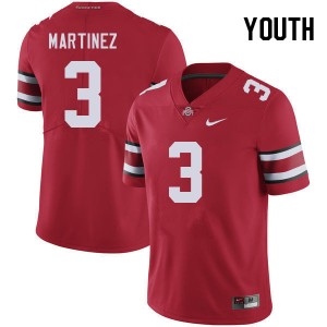 Youth Cameron Martinez Red Ohio State Football #3 Jersey 595167-407
