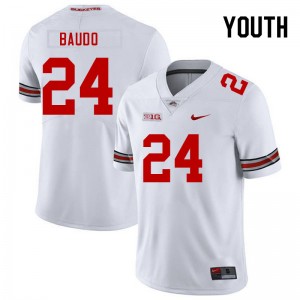 Youth Nolan Baudo White OSU Buckeyes Football #24 Jersey 162046-236