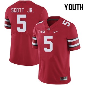 Youth Aaron Scott Jr. Red OSU Football #5 Jersey 361745-729