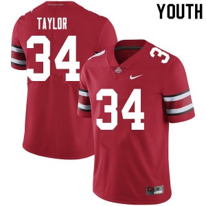 Youth Alec Taylor Red Ohio State Football #34 Jersey 290619-311