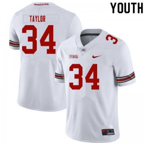 Youth Alec Taylor White OSU Buckeyes Football #34 Jersey 994129-207