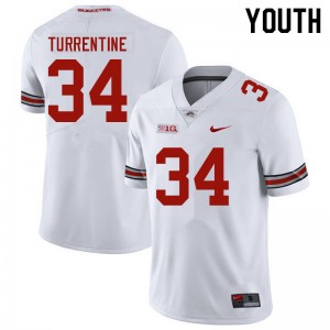 Youth Andre Turrentine White Ohio State Buckeyes Football #34 Jersey 962469-459