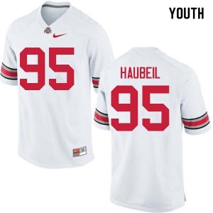 Youth Blake Haubeil White Ohio State Football #95 Jersey 968378-982
