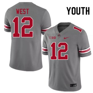 Youth Bryce West Grey OSU Buckeyes Football #12 Jersey 593303-436
