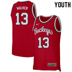 Youth CJ Walker Retro Scarlet Ohio State Basketball #13 Jersey 387399-694