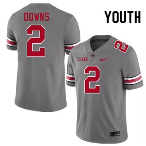 Youth Caleb Downs Grey Ohio State Buckeyes Football #2 Jersey 378239-739