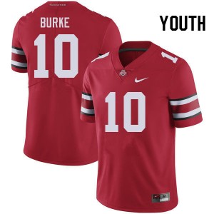 Youth Denzel Burke Red OSU Buckeyes Football #10 Jersey 959164-557