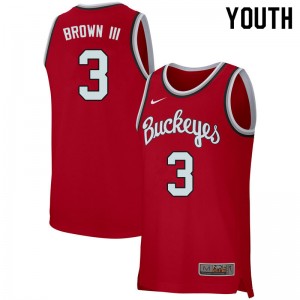 Youth Eugene Brown III Retro Scarlet OSU Basketball #3 Jersey 287446-675