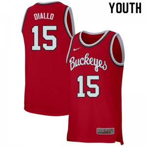 Youth Ibrahima Diallo Retro Scarlet Ohio State Basketball #15 Jersey 901539-673