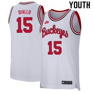 Youth Ibrahima Diallo Retro White Ohio State Basketball #15 Jersey 863990-527