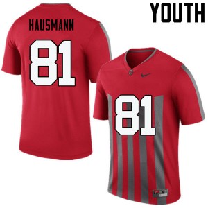 Youth Jake Hausmann Throwback Ohio State Buckeyes Football #81 Jersey 696798-116