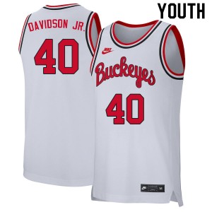 Youth Jansen Davidson Jr. Retro White Ohio State Basketball #40 Jersey 642534-720