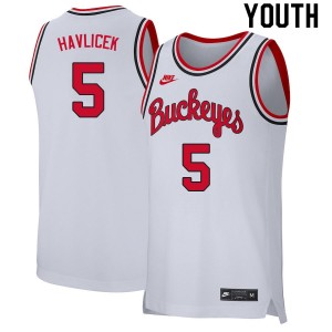 Youth John Havlicek Retro White OSU Basketball #5 Jersey 391711-221