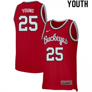 Youth Kyle Young Retro Scarlet Ohio State Basketball #25 Jersey 494336-363