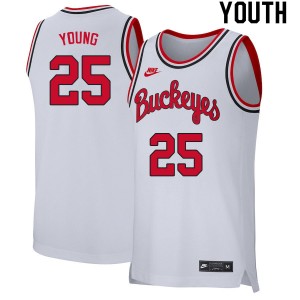 Youth Kyle Young Retro White Ohio State Basketball #25 Jersey 975171-911