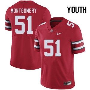 Youth Luke Montgomery Red Ohio State Football #51 Jersey 215829-256