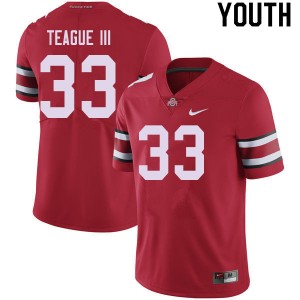 Youth Master Teague III Red Ohio State Football #33 Jersey 708072-315