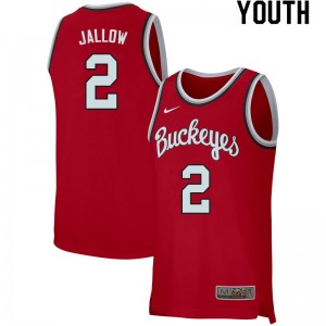Youth Musa Jallow Retro Scarlet OSU Basketball #2 Jersey 195198-381