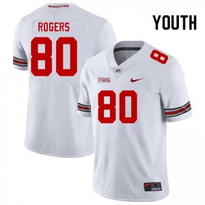 Youth Noah Rogers White Ohio State Football #80 Jersey 361241-377